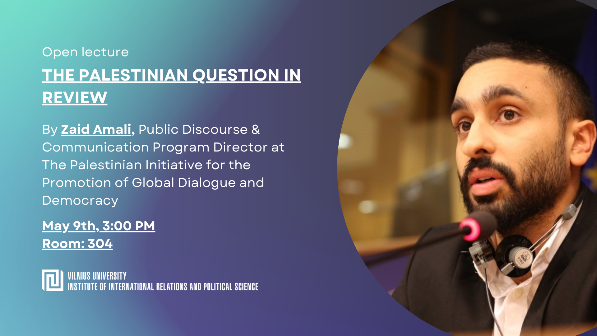 Open lecture “The Palestinian Question In Review” by Zaid Amali